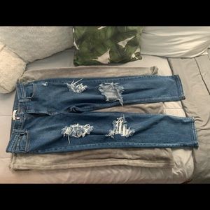 Dark Blue Baggy Mid Rise Jeans